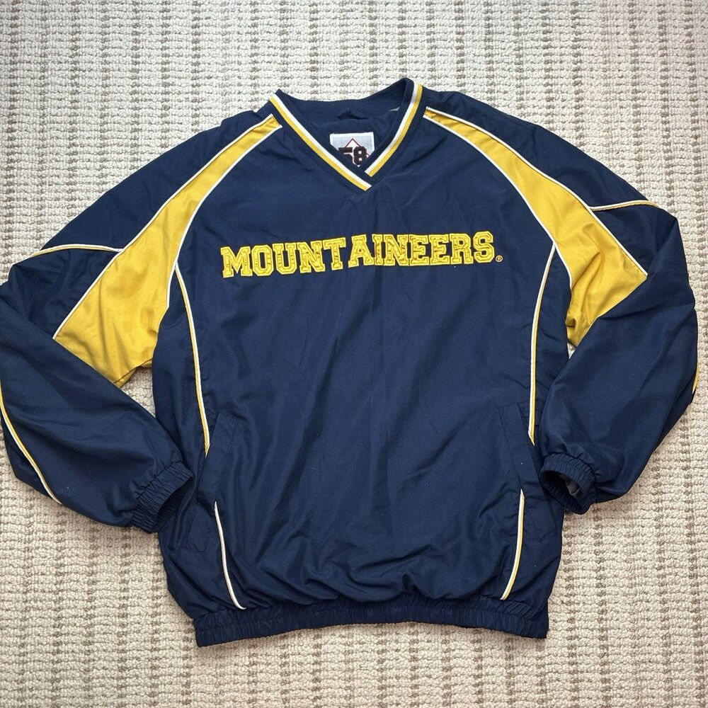58 Sports West Virginia Mountaineers Windbreaker Pullover Blue Yellow Mens S
